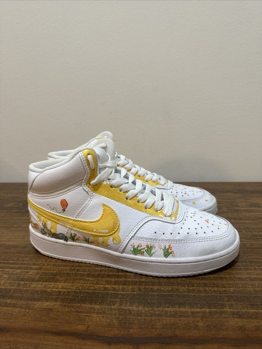 NIKE WOMEN'S COURT VISION SNEAKERS CD5436-100 SIZE 8 - Custom - Winnie The Pooh